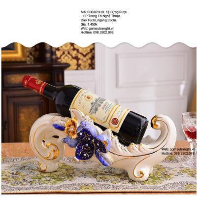 Kệ đựng rượu bằng sứ viền vàng